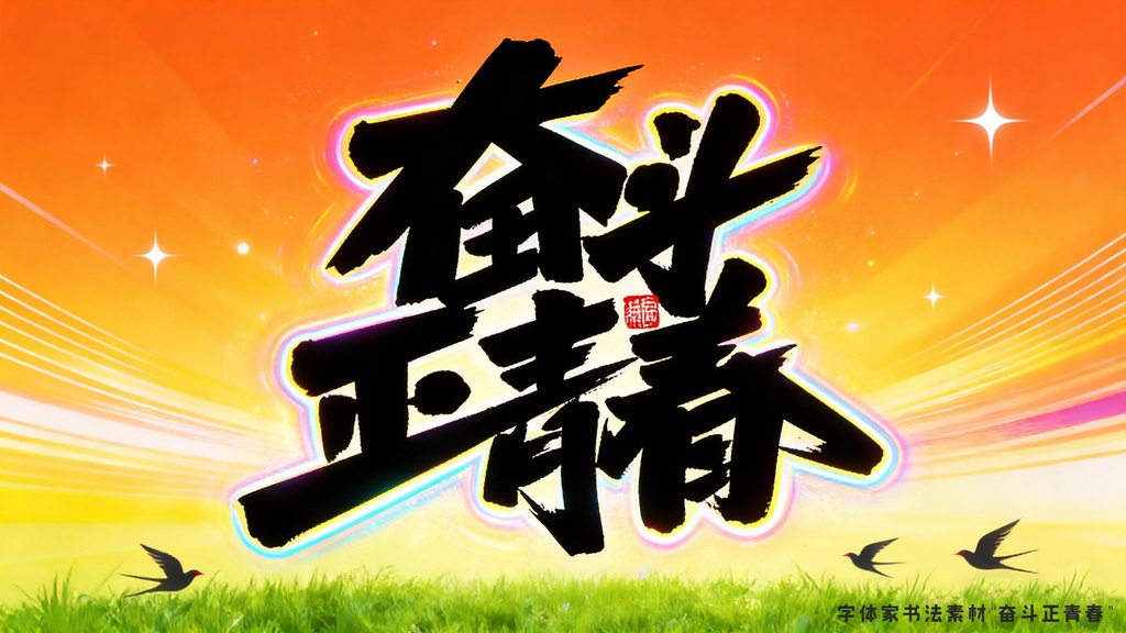 字体家书法素材&ldquo;奋斗正青春&rdquo;封面