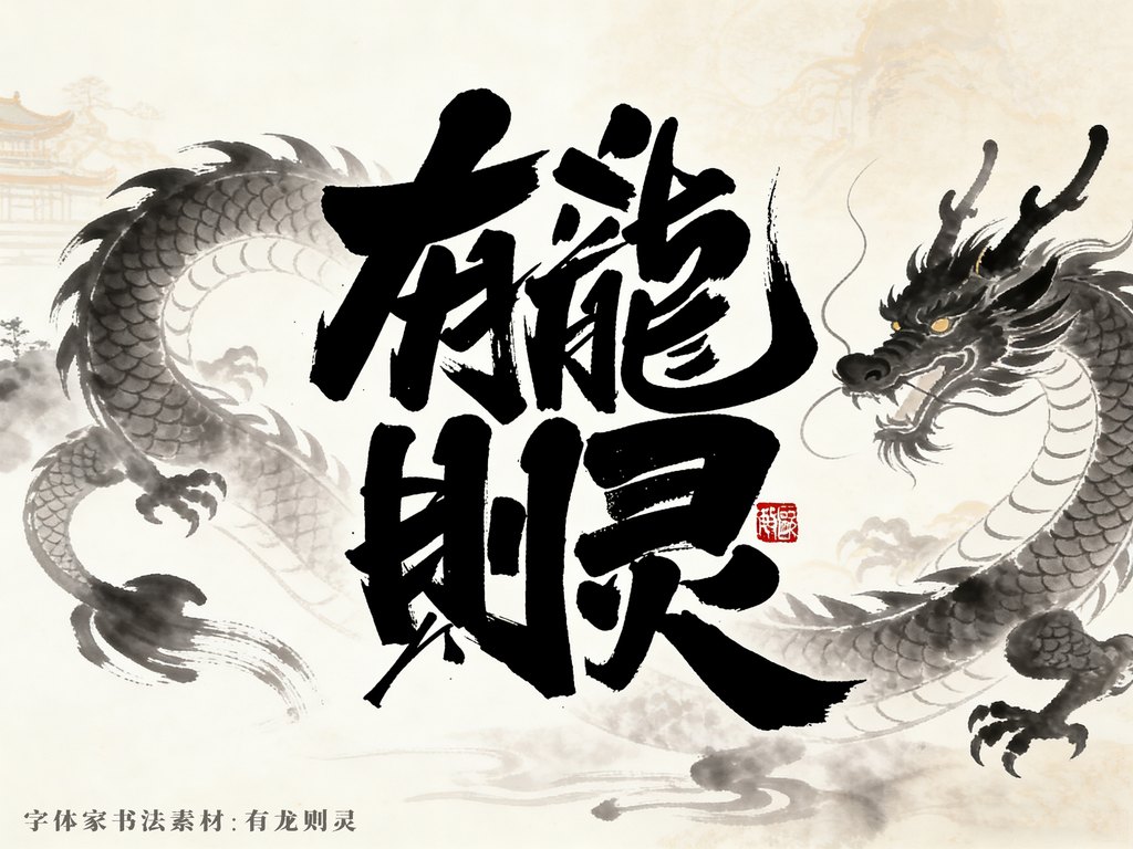 我用字体家AI神笔造字，让手写“有龙则灵”变成了电脑字体，太神奇了！