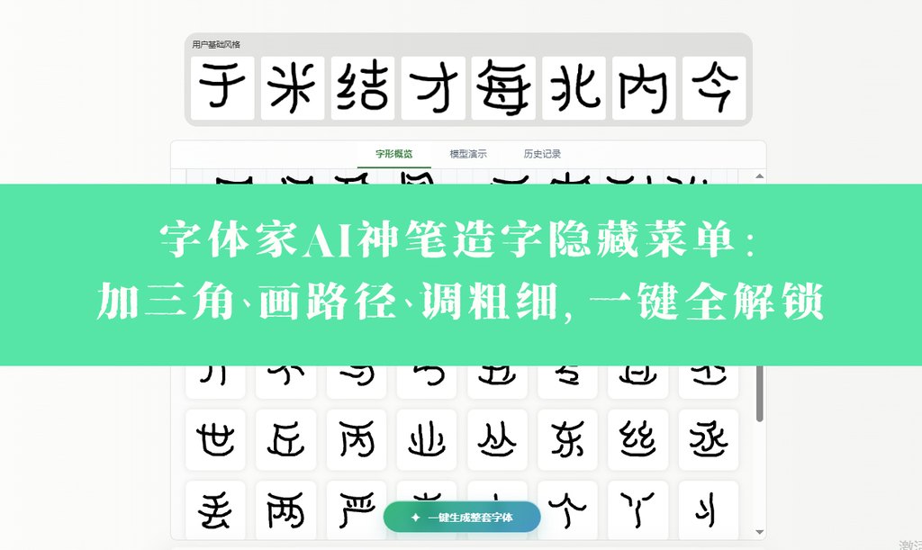 字体家AI神笔造字隐藏菜单：加三角、画路径、调粗细，一键全解锁